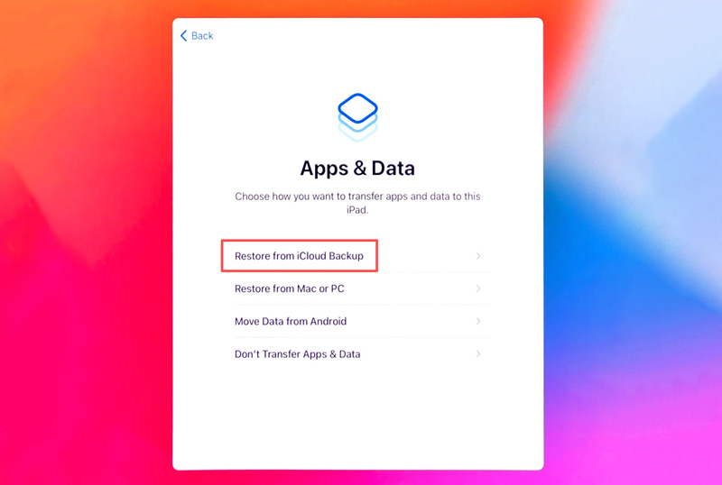 Restauración de la configuración de un nuevo iPad desde una copia de seguridad de iCloud