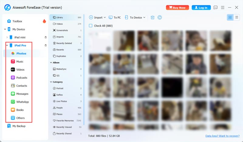 Ver fotos del iPad Foneease