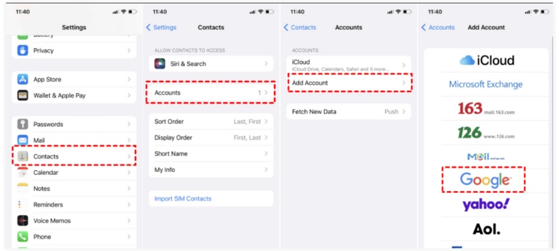Seleccione la cuenta para guardar cuentas