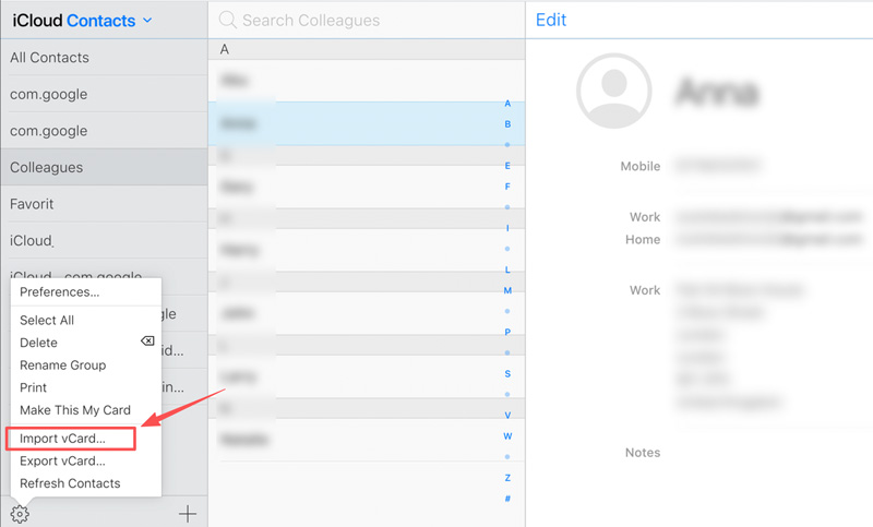Importar contactos de Google a iPhone a través de iCloud