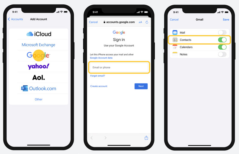 Google Account Sync Contacts to iPhone