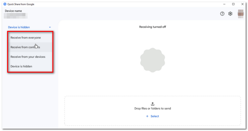 Seleccionar configuración de visibilidad
