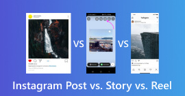 Publicación de Instagram versus historia versus carrete