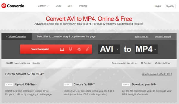 MP4 a AVI en línea