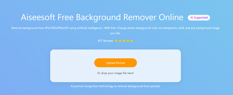 Abra el sitio en línea gratuito Aiseesoft Backgropund Remover