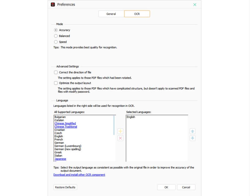 Configuración de OCR