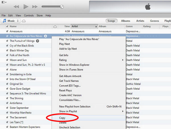 Copie iTunes Music Paste a Android