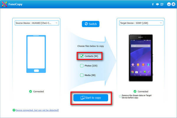 Transferir contactos de Android