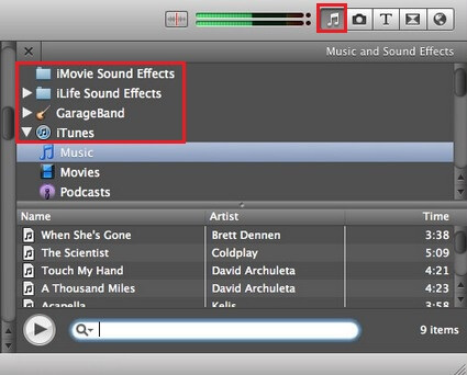 Encuentra música de fondo buscada en iMovie