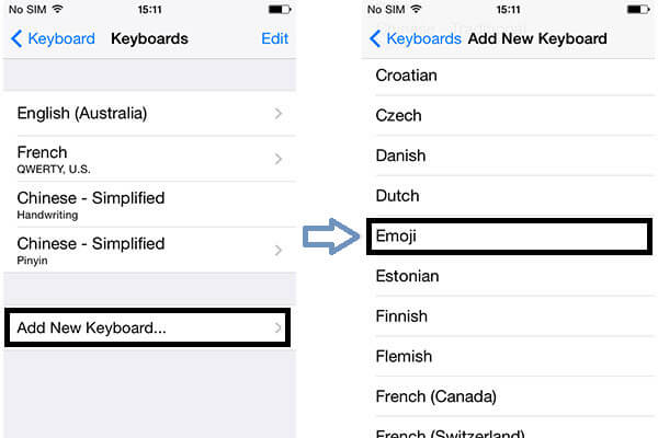 Agregar teclado Emoji para iPhone