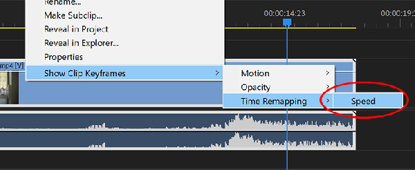 Habilitar la reasignación de tiempo Adobe Premiere