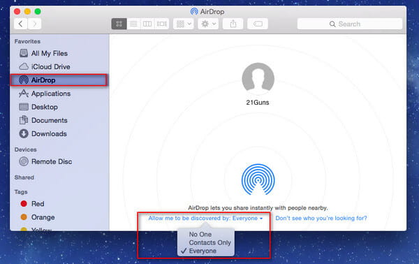 Activar AirDrop Mac