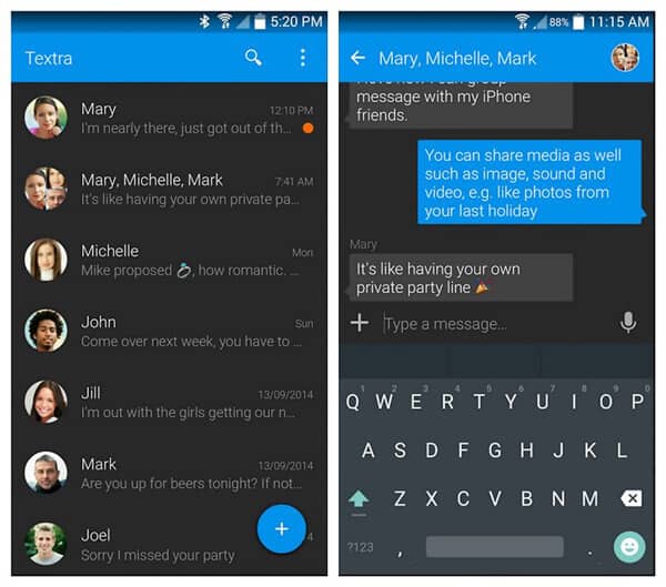 La mejor aplicación de SMS para Android - Textra SMS