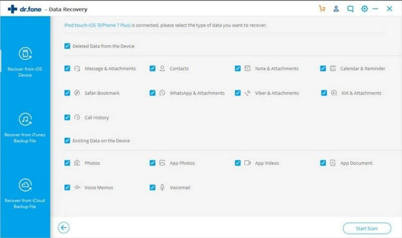 Dr.Fone iPhone recuperación de datos