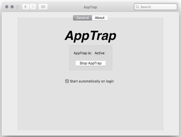 Captura de pantalla de AppTrap
