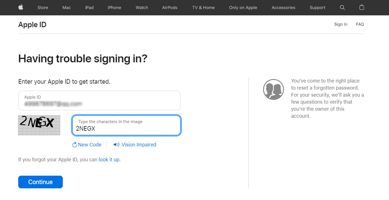 iOlvidé el sitio web de Apple Ingrese la ID de Apple
