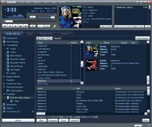 Reproductor de audio - Winamp