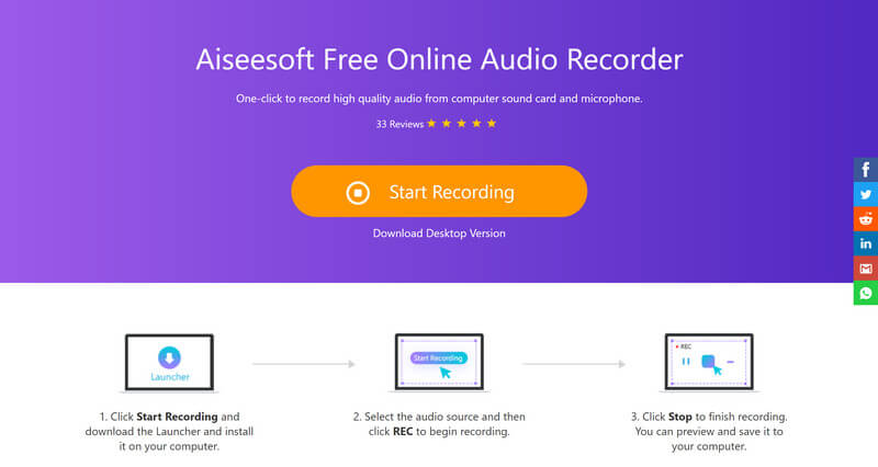 Grabador de audio en línea gratuito Aiseesoft