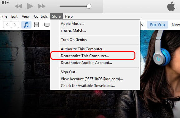 Desautorizar una computadora para iTunes