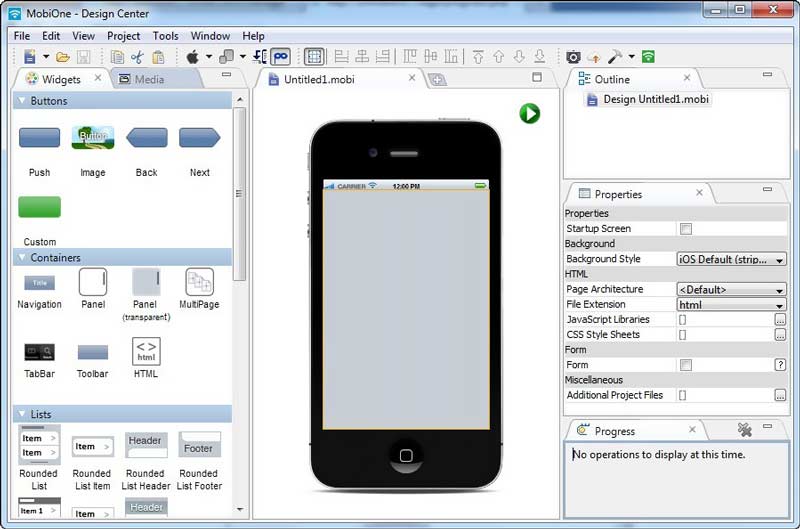 Emulador iOS de MobiOne Studio