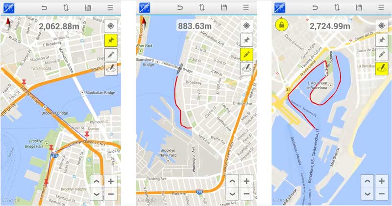 Aplicación de calculadora de distancia de mapas de Android
