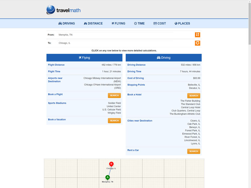 Calculadora de distancia de vuelo de conducción TravelMath