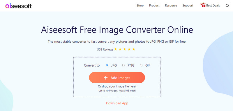 Aiseesoft Convertidor de imágenes gratuito en línea