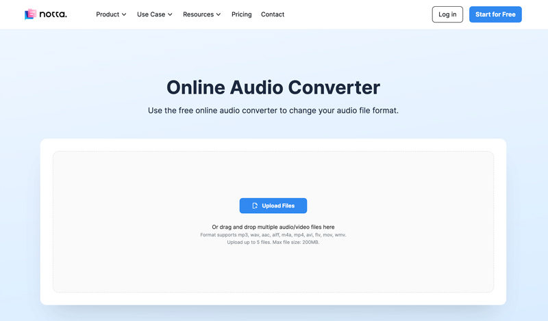 Convertidor de audio en línea Notta