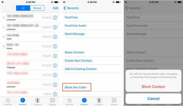 Bloquear llamadas recientes de iPhone