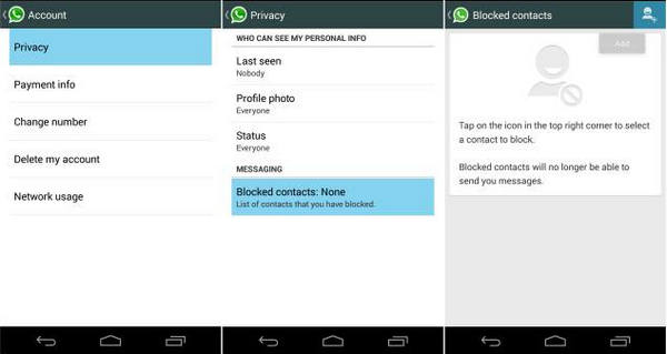 Bloquear a alguien en WhatsApp Android