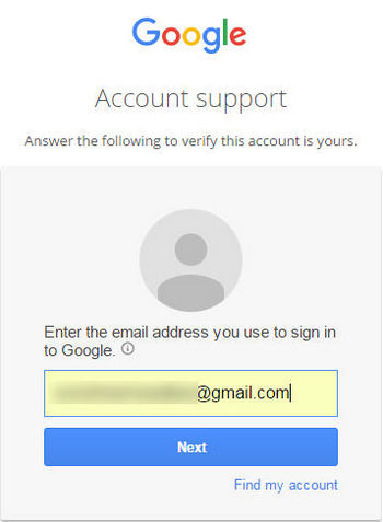 Ingrese la dirección de Gmail