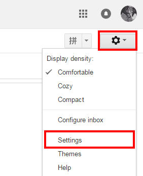 Inicie sesión en Gmail Toque Configuración