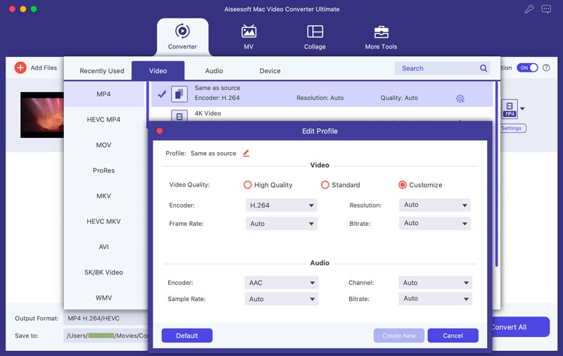 Editar configuración del perfil de salida