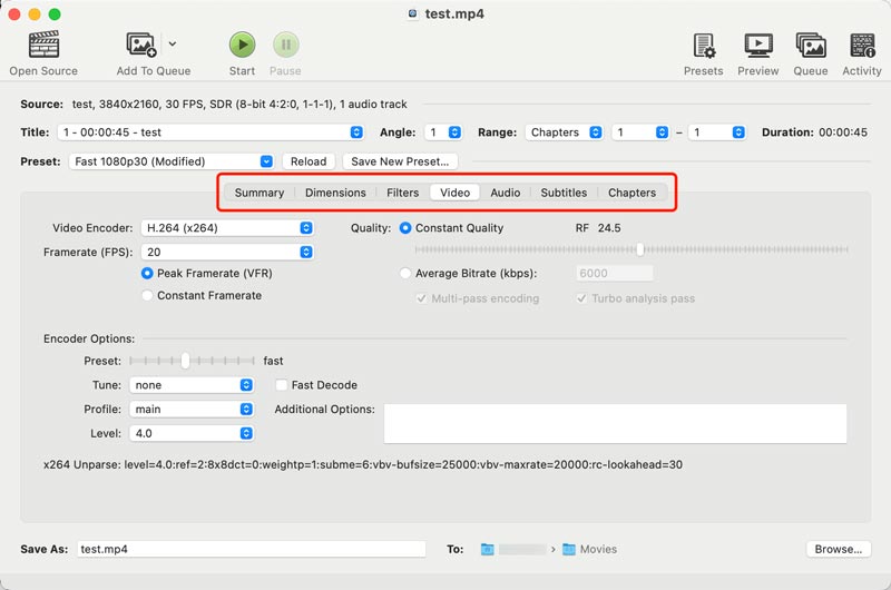 HandBrake reduce el tamaño del archivo MP4