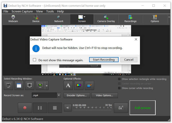 Comience a grabar con Debut Screen Recorder