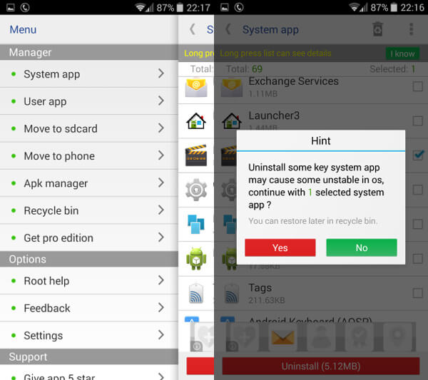 System App Remover para desinstalar aplicaciones en Android