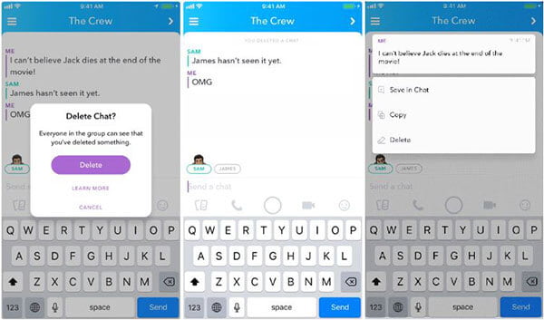 Eliminar un mensaje de Snapchat enviado y sin abrir