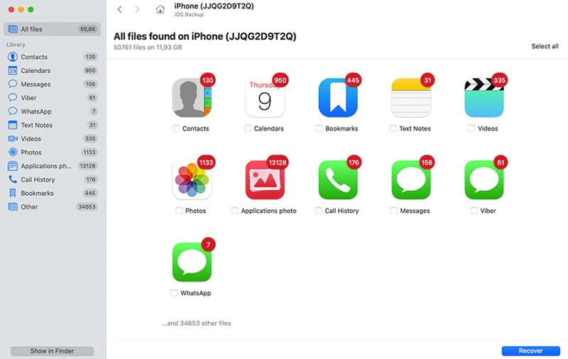 Disk Drill 6 Tipos de datos de iPhone