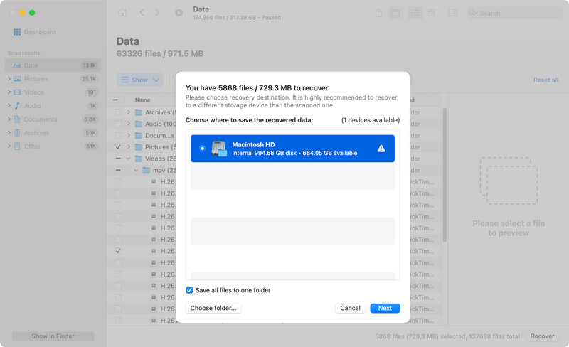 Guardar archivos recuperados de Disk Drill