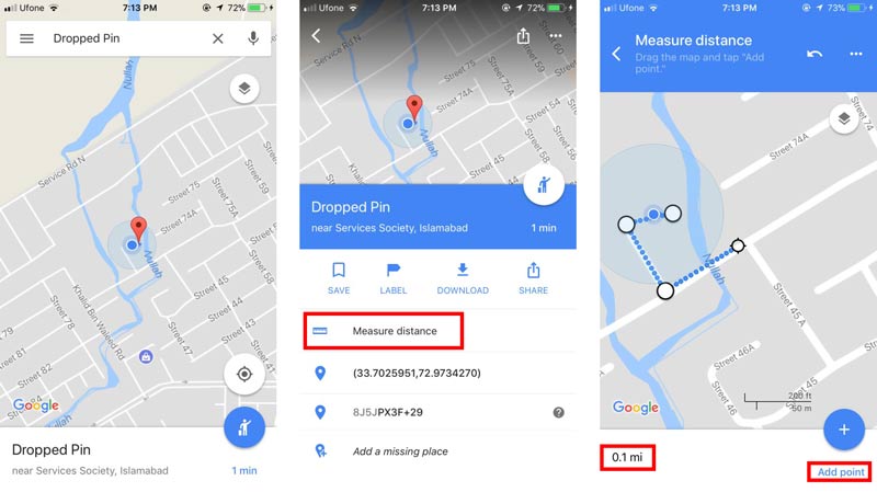 Medir distancia Google Maps App iPhone