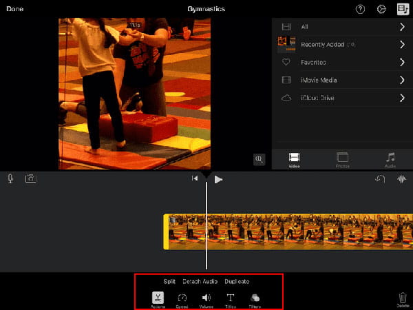 Editar videos en iPad iMovie