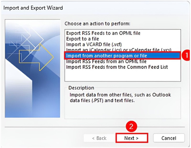 Seleccionar Importar al programa