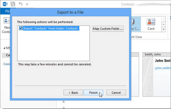 Make Suer para exportar contactos de Outlook 2013