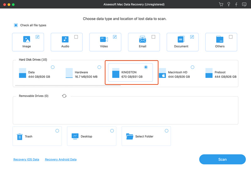 Elegir disco duro externo en Mac