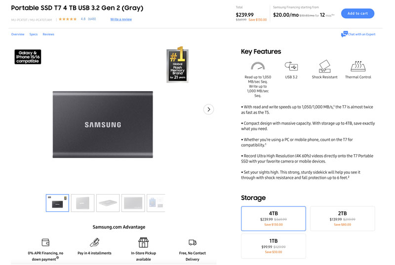 Samsung SSD portátil T7