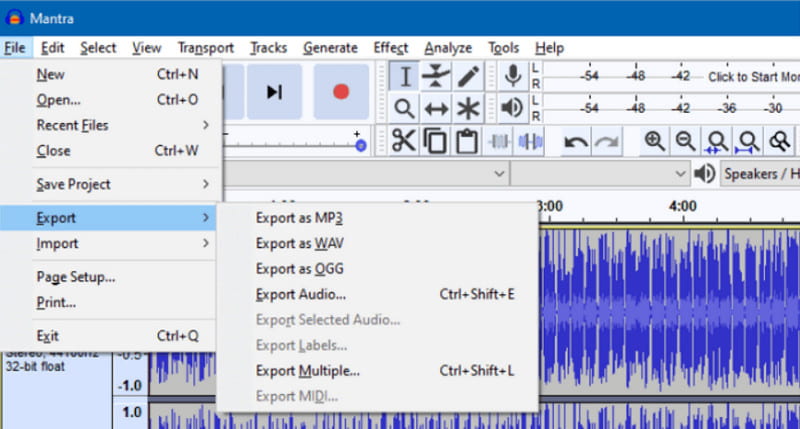 Audacity Exportar MP3 Extraer audio de MP4