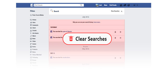 Borrar historial de búsqueda de Facebook