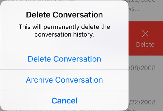 Eliminar o archivar conversación