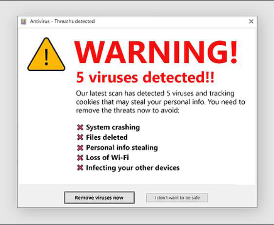 Ejemplo de alerta de virus falso