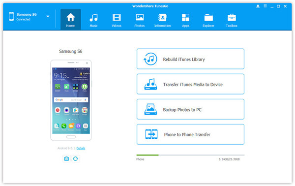 Administrador de escritorio de Android TunesGo